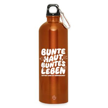 Peau colorée – Tatouage de vie coloré - Gourde en inox avec mousqueton 750 ml - orange - Devant