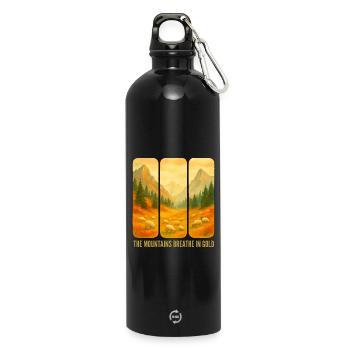 Berge, die Gold atmen - Trinkflasche mit Karabiner 750 ml - Schwarz - Vorne