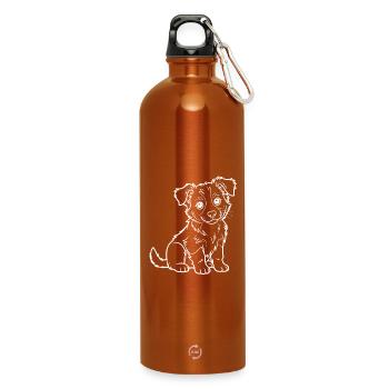 Cuddly Dog Outline Drawing - Water Bottle with carabiner 750 ml - burnt orange - Front