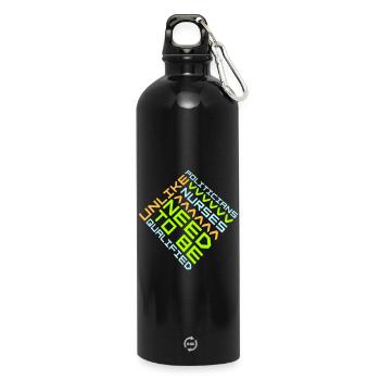 Unlike Politicians Nurses Need To Be Qualified - Water Bottle with carabiner 750 ml - black - Front