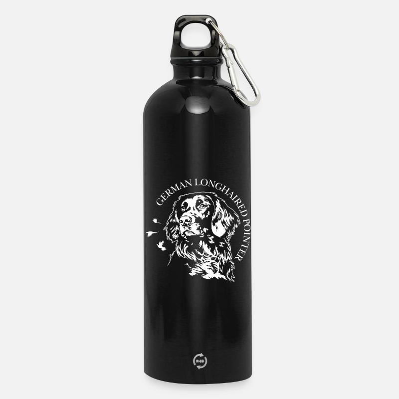Chiens de chasse à poil long à poil long Pointers allemands Chiens Wilsigns - Gourde en inox avec mousqueton 750 ml - noir