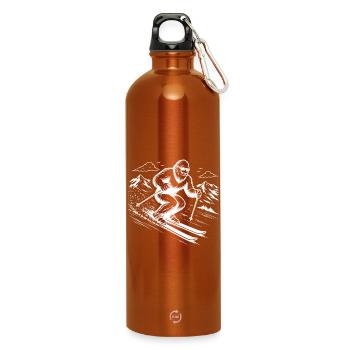 Bigfoot Sasquatch Skifahrer in den Bergen - Trinkflasche mit Karabiner 750 ml - Orange - Vorne