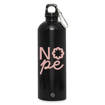 Nope Flower Pink - Water Bottle with carabiner 750 ml - black - Front