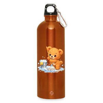 Children's Shirt Bear Cleaning Spring Cleaning Cute - Water Bottle with carabiner 750 ml - burnt orange - Front