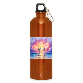 Little mice at sunset on the beach - Water Bottle with carabiner 750 ml - burnt orange - Front