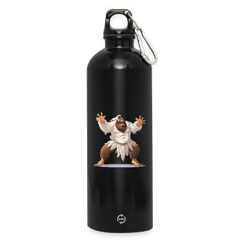 Yeti warrior in white loincloth - Water Bottle with carabiner 750 ml - black - Front