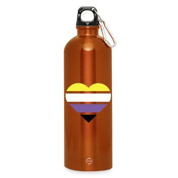 Pride Flag Heart · Nonbinary - Water Bottle with carabiner 750 ml - burnt orange - Front