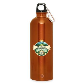 Abenteuer beginnt draußen – Naturkompass - Trinkflasche mit Karabiner 750 ml - Orange - Vorne