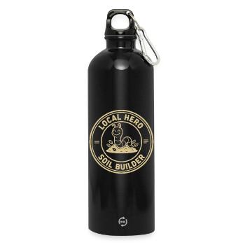 Regenwurm Natur Gärtner Gartenbau Ökologisch  - Trinkflasche mit Karabiner 750 ml - Schwarz - Vorne