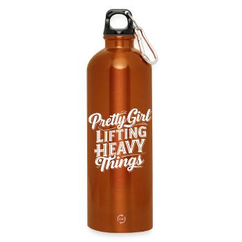 Jolie fille soulevant des choses lourdes Pouvoir esthétique - Gourde en inox avec mousqueton 750 ml - orange - Devant