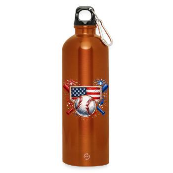 American Baseball USA Vintage-Flagge - Trinkflasche mit Karabiner 750 ml - Orange - Vorne