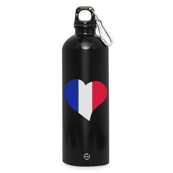 Coeur français - Gourde en inox avec mousqueton 750 ml - noir - Devant