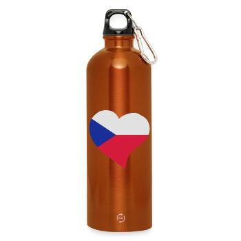 Tschechische Herz - Trinkflasche mit Karabiner 750 ml - Orange - Vorne