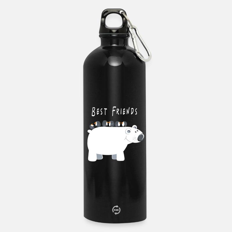 Best Friends Eisbär mit Pinguinen - Freunde - Trinkflasche mit Karabiner 750 ml - Schwarz