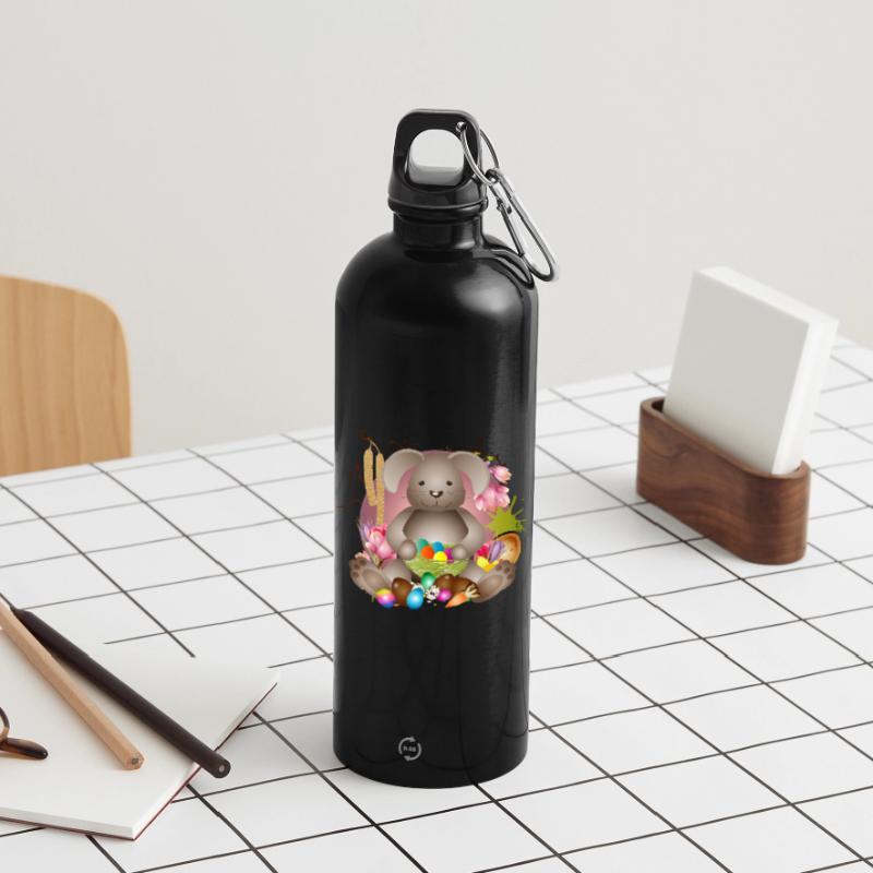 small Easter with Easter nest full of Easter eggs Water Bottle with carabiner 750 ml