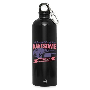 Tochter eines Metzgers - Trinkflasche mit Karabiner 750 ml - Schwarz - Vorne