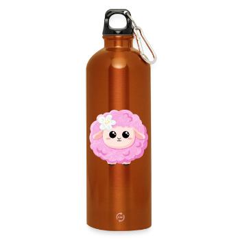 Cute Pink Sheep - Water Bottle with carabiner 750 ml - burnt orange - Front