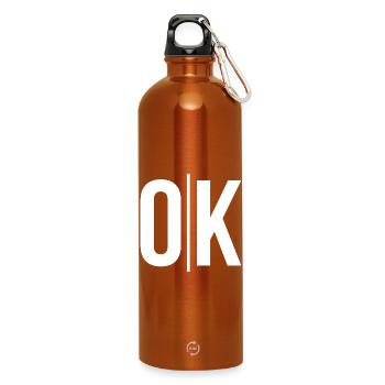 Klares OK Typo auf Schwarz - Trinkflasche mit Karabiner 750 ml - Orange - Vorne