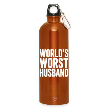 Der schlimmste Ehemann der Welt - Trinkflasche mit Karabiner 750 ml - Orange - Vorne