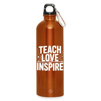 lehren Liebe Inspirieren - Trinkflasche mit Karabiner 750 ml - Orange - Vorne