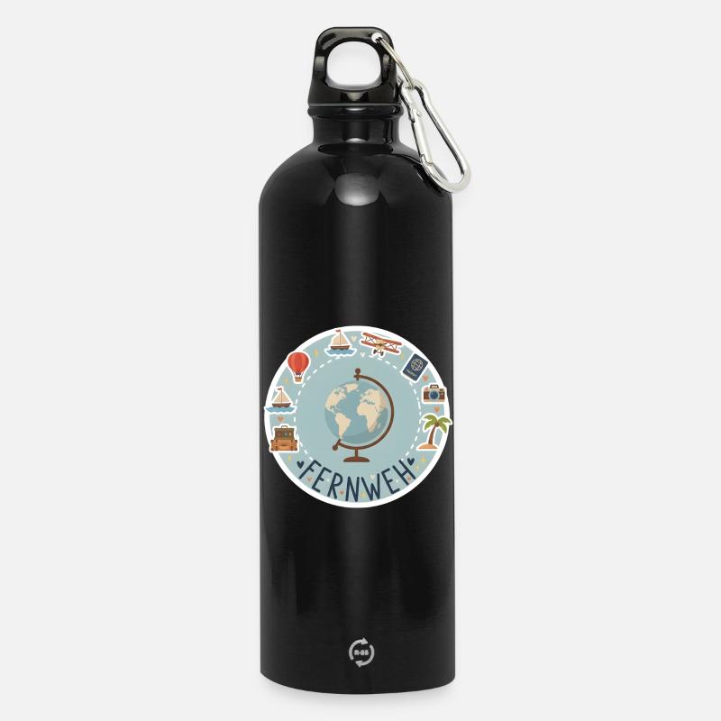 Wanderlust - Water Bottle with carabiner 750 ml - black