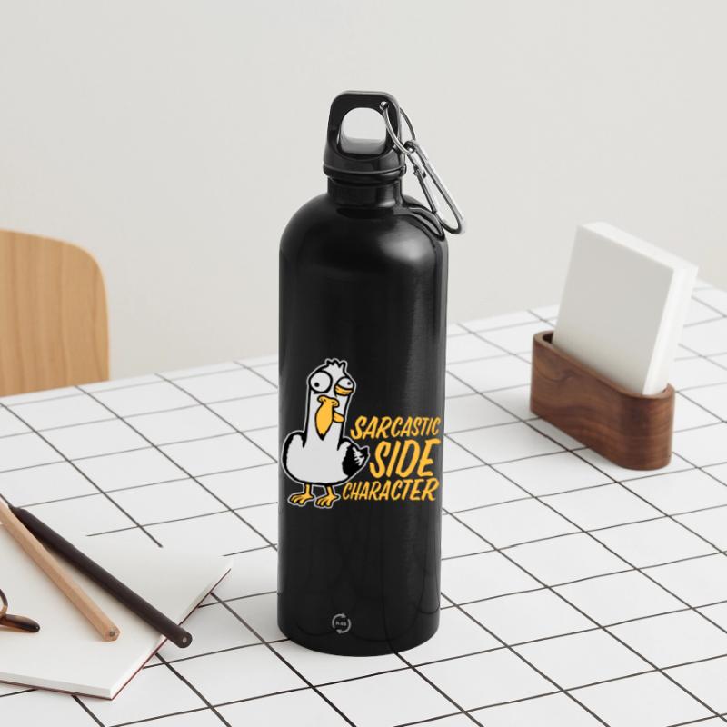 Crazy Seagull Sarcastic Side Character Funny Water Bottle with carabiner 750 ml