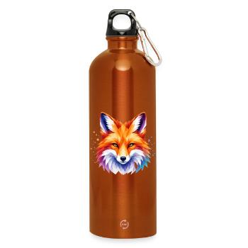 Fuchs Design – Polygon Fox Motiv für Tierliebhaber - Trinkflasche mit Karabiner 750 ml - Orange - Vorne