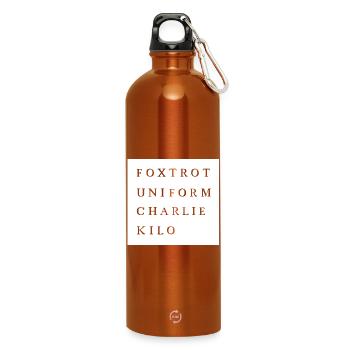 typo foxtrot uniform charlie kilo lustig fun funny - Trinkflasche mit Karabiner 750 ml - Orange - Vorne