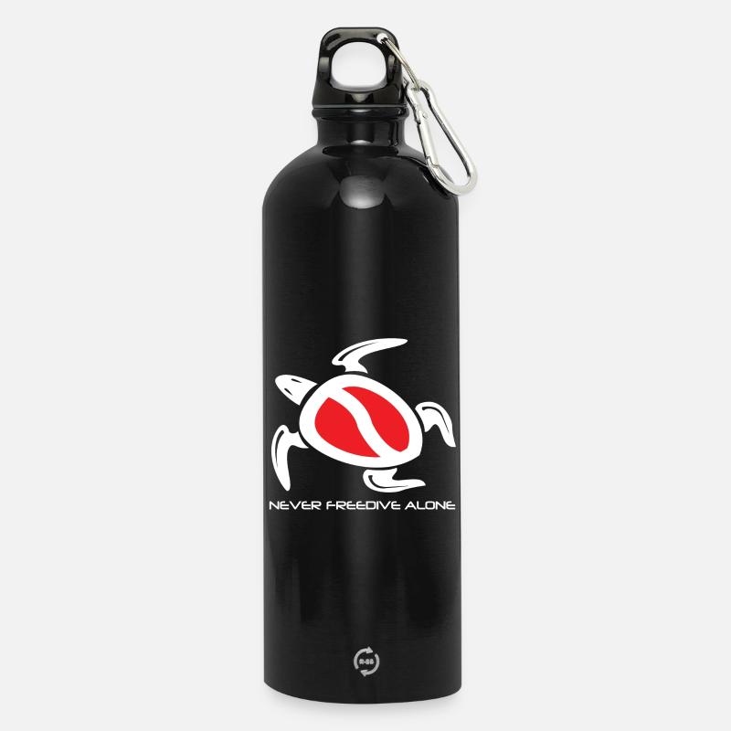 freedive turtle - Water Bottle with carabiner 750 ml - black