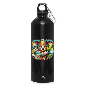Kunstvoller Koala - Trinkflasche mit Karabiner 750 ml - Schwarz - Vorne