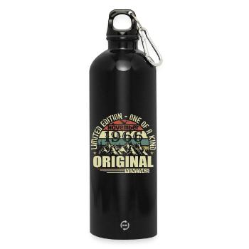Birthday november 1966 - Water Bottle with carabiner 750 ml - black - Front
