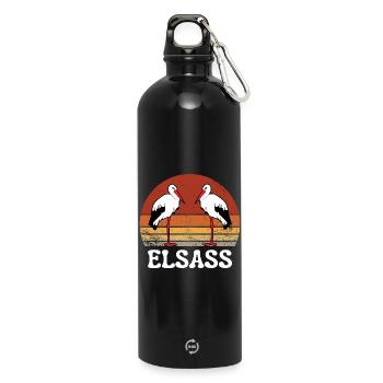 ALSACE VINTAGE STORK - Water Bottle with carabiner 750 ml - black - Front