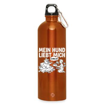 Hunde T-Shirt Herren - Mein Hund liebt mich Spruch - Trinkflasche mit Karabiner 750 ml - Orange - Vorne