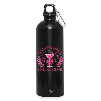 Galentine’s Social Club Gals Brunch Squad Vibes  - Water Bottle with carabiner 750 ml - black - Front
