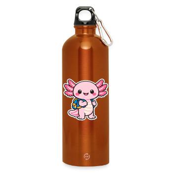 Cuddly axolotl - Water Bottle with carabiner 750 ml - burnt orange - Front