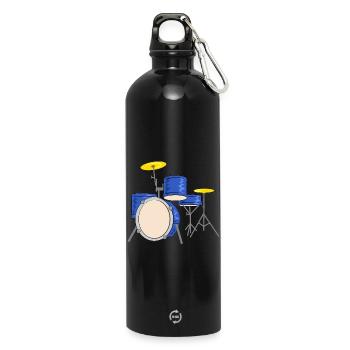 schlagzeug drummer musiker - Trinkflasche mit Karabiner 750 ml - Schwarz - Vorne