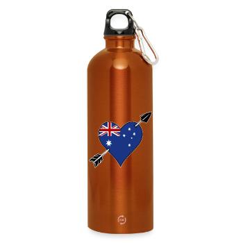 Drapeau australien coeur amoureux - Gourde en inox avec mousqueton 750 ml - orange - Devant