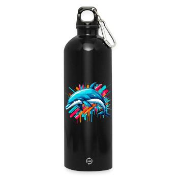 Delfin - Trinkflasche mit Karabiner 750 ml - Schwarz - Vorne