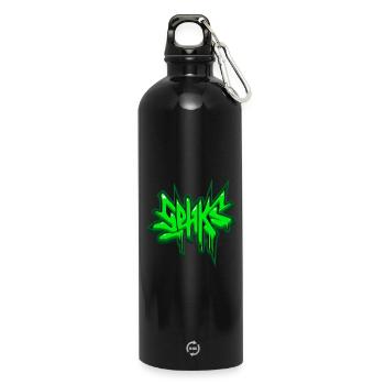 sehks green 3d - Water Bottle with carabiner 750 ml - black - Front