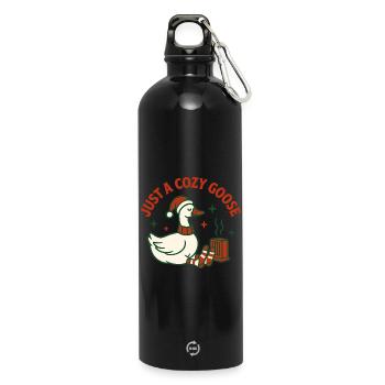 Weihnachtsgans nur ein gemütlicher Gänseurlaub - Trinkflasche mit Karabiner 750 ml - Schwarz - Vorne
