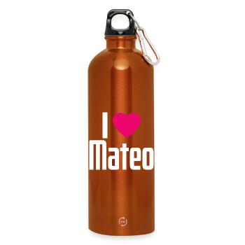 I Love Mateo Pinkes Herz Ich liebe Mateo - Trinkflasche mit Karabiner 750 ml - Orange - Vorne