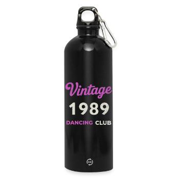 Vintage 1989 – Dancing Club Retro Birth Year - Water Bottle with carabiner 750 ml - black - Front