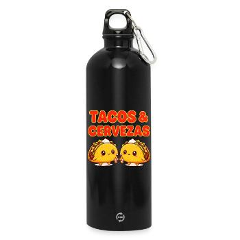 Süße Tacos & Cervezas Happy Mexican Food - Trinkflasche mit Karabiner 750 ml - Schwarz - Vorne