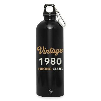 Vintage 1980 – Sailing Club Retro Geburtsjahr - Trinkflasche mit Karabiner 750 ml - Schwarz - Vorne