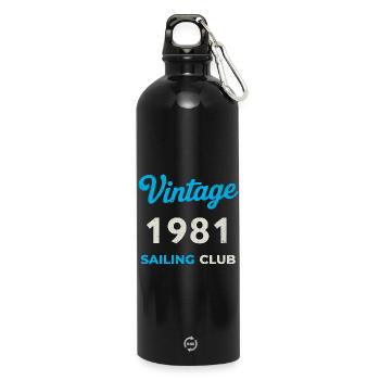 Vintage 1981 – Sailing Club Retro Birth Year - Water Bottle with carabiner 750 ml - black - Front