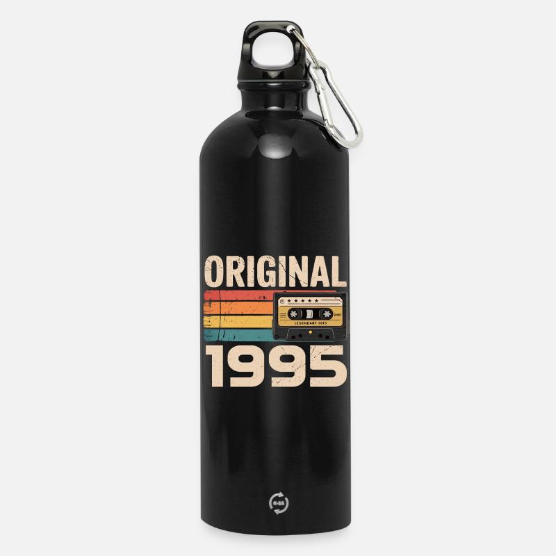Originaler Retro-Geburtstag 1995 Vintage 1995 - Trinkflasche mit Karabiner 750 ml - Schwarz