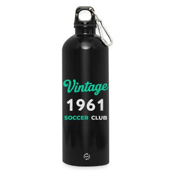 Vintage 1961 – Soccer Club Retro Birth Year - Water Bottle with carabiner 750 ml - black - Front