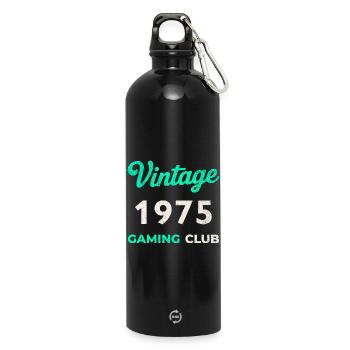 Vintage 1975 – Gaming Club Retro Birth Year - Water Bottle with carabiner 750 ml - black - Front