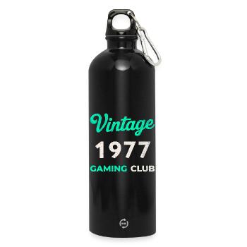 Vintage 1977 – Gaming Club Retro Birth Year - Water Bottle with carabiner 750 ml - black - Front