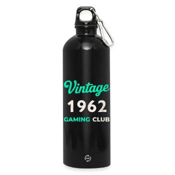 Vintage 1962 – Gaming Club Retro Birth Year - Water Bottle with carabiner 750 ml - black - Front